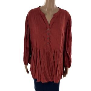 Cocomo Burnt Orange Button Down Blouson Sleeve Top